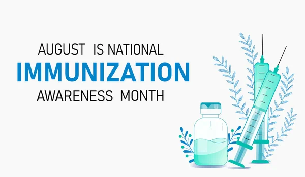 Immunization Awareness Month Template Background Banner Card Poster Text Inscription — Vector de stock