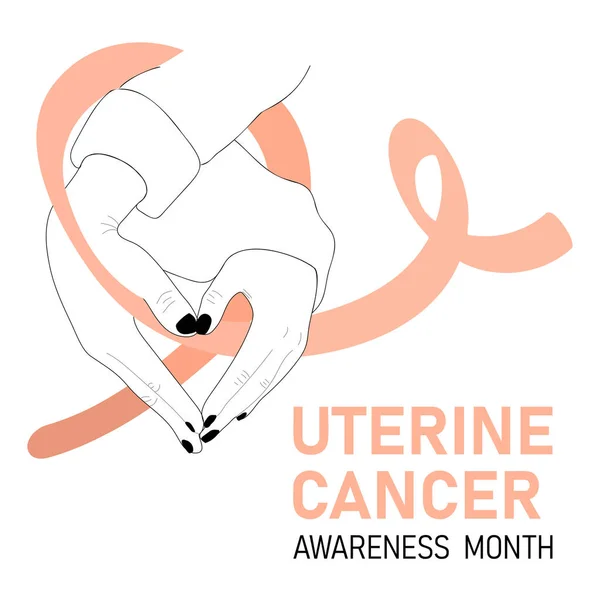 Uterine Cancer Awareness Month Poster Vector Cartoon Illustration Hands Heart — Vector de stock