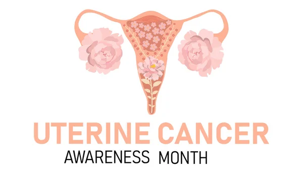 Uterine Cancer Awareness Month Uterus Flowers Vector Illustration — Vector de stock