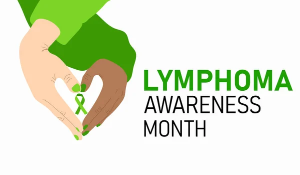 Lymphoma Awareness Month Hands Making Heart Shape Holding Awareness Ribbon — Vector de stock