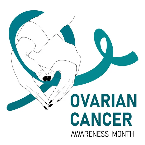 Ovarian Cancer Awareness Month Vector Cartoon Illustration Hands Heart Shape — Vector de stock