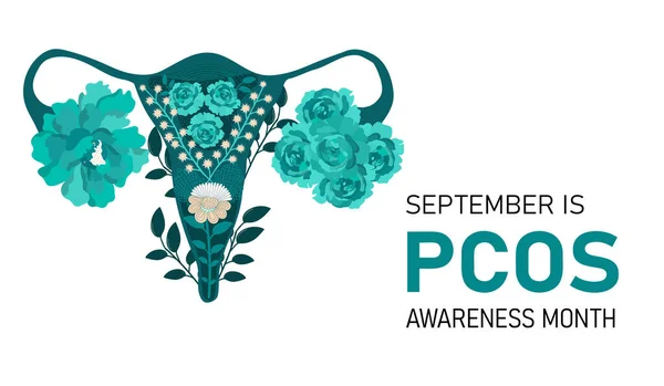 Polycystic Ovary Syndrome Month Banner Horizontal Illustration Uterus — Vector de stock