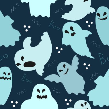 Evil ghosts seamless pattern. Spooky monsters. Vector illustration