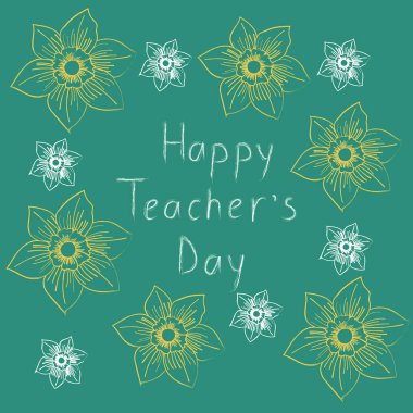 Öğretmenler günün kutlu olsun. Çiçekli tebrik kartı. Vektör illüstrasyonu