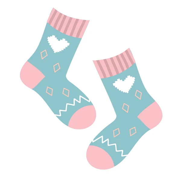 Paire Chaussettes Tricotées Laine Jolies Chaussettes Isolées Illustration Vectorielle — Image vectorielle