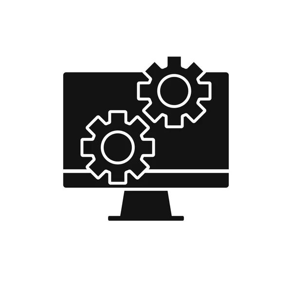 Computer Repair Logo Template Software Development Black Vector Design Desktop — Stock Vector