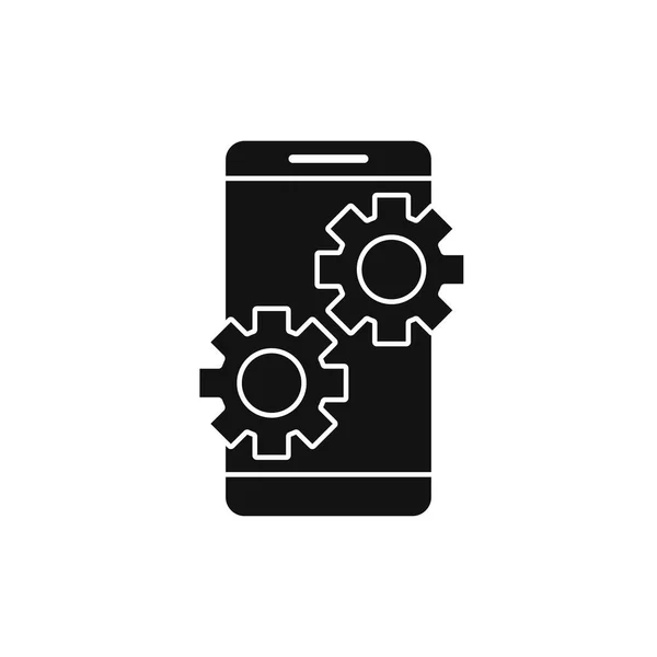 Піктограма Мобільного Телефону Знаком Параметрів Чорна Піктограма Мобільного Телефону Налаштування — стоковий вектор