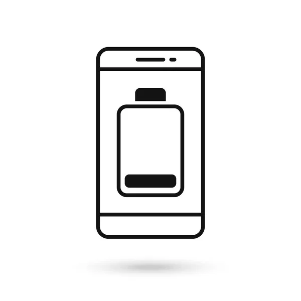 Téléphone Portable Design Plat Avec Signe Batterie Faible — Image vectorielle