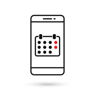 Takvim imzalı cep telefonu düz tasarımı.