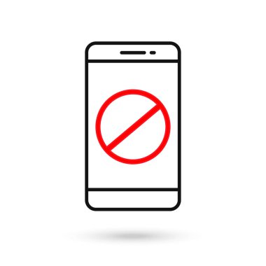 Yasak işaretli cep telefonu düz tasarımı.