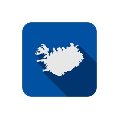 İzlanda Vektör Haritası Mavi kareye izole edildi.