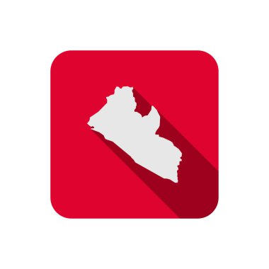 Kızıl karede uzun gölgeli Liberya haritası
