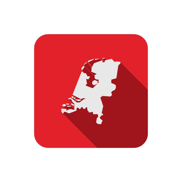Mapa Holandii Czerwonym Placu Długim Cieniem — Wektor stockowy