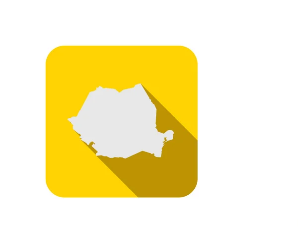 Mapa Rumania Plaza Amarilla Con Sombra Larga — Vector de stock
