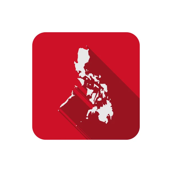 長い影を持つ赤い正方形のフィリピン諸島の地図 — ストックベクタ