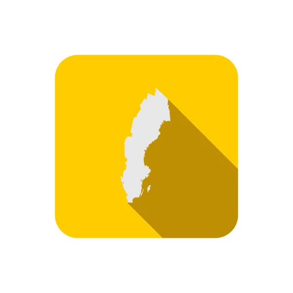Mapa Suecia Aislado Plaza Amarilla Con Sombra Larga — Vector de stock