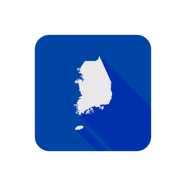 Mapa Korei Południowej Blue Square Długim Cieniem — Wektor stockowy