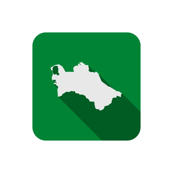 Mapa Turkmenistán Plaza Verde Con Sombra Larga — Vector de stock