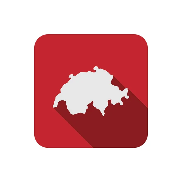 Kaart Van Zwitserland Rood Plein Met Lange Schaduw — Stockvector