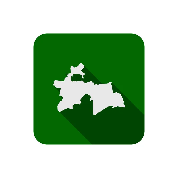 Mapa Tayikistán Plaza Verde Con Sombra Larga — Vector de stock