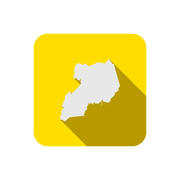 Mapa Uganda Plaza Amarilla Con Sombra Larga — Vector de stock