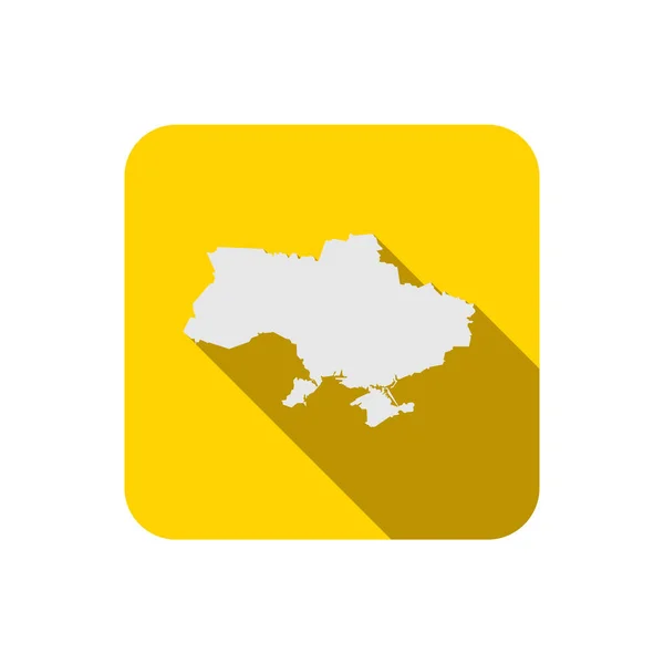 Karte Der Ukraine Auf Gelbem Quadrat Mit Langem Schatten — Stockvektor