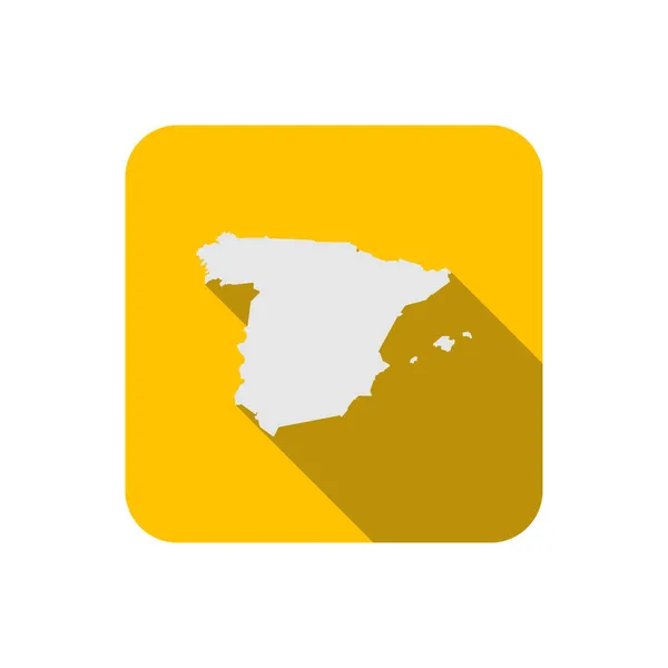 Spanyolország Térképe Sárga Téren Hosszú Árnyékkal — Stock Vector
