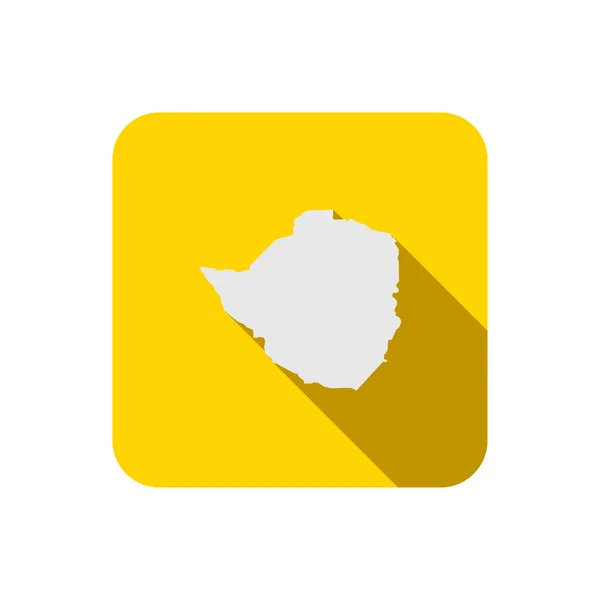 Mapa Zimbabue Plaza Amarilla Con Sombra Larga — Vector de stock