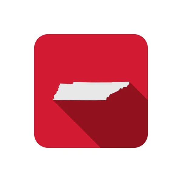 Tennessee State Map Quadrat Mit Langem Schatten — Stockvektor