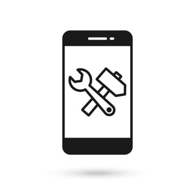 Çapraz çekiç ve anahtar anahtarlı cep telefonu düz tasarımı