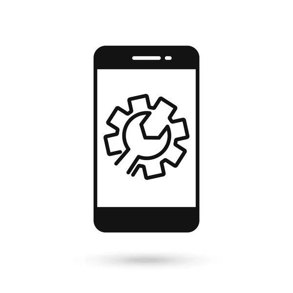 Мобильный Телефон Плоской Иконкой Технической Поддержки — стоковый вектор