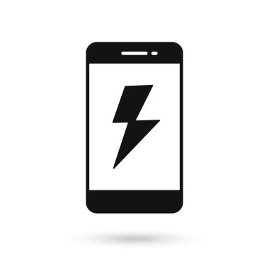 Şimşek işaretli cep telefonu düz tasarım simgesi.