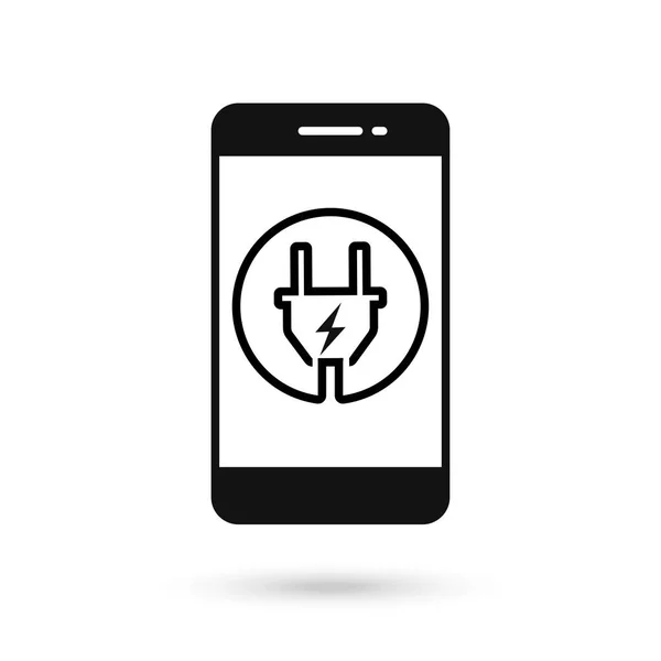 Icône Design Plat Pour Téléphone Portable Avec Panneau Charge Électrique — Image vectorielle