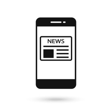 Gazete son dakika haberleriyle cep telefonu düz tasarım simgesi.