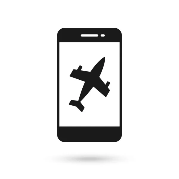 Mobile Phone Flat Design Icon Airplan Symbol — Stock Vector