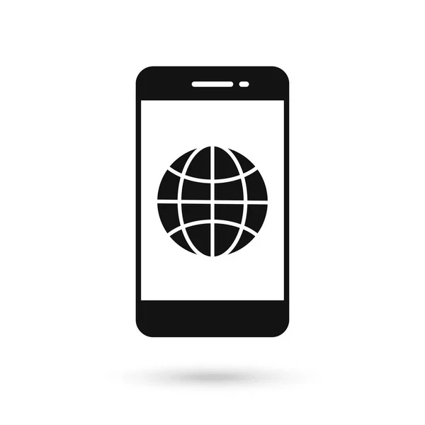 Icône Design Plat Pour Téléphone Portable Avec Symbole Globe — Image vectorielle