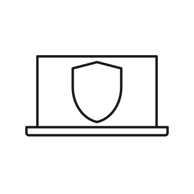 Bilgisayar veya dizüstü bilgisayar koruma simgesi düz tasarım vektörü