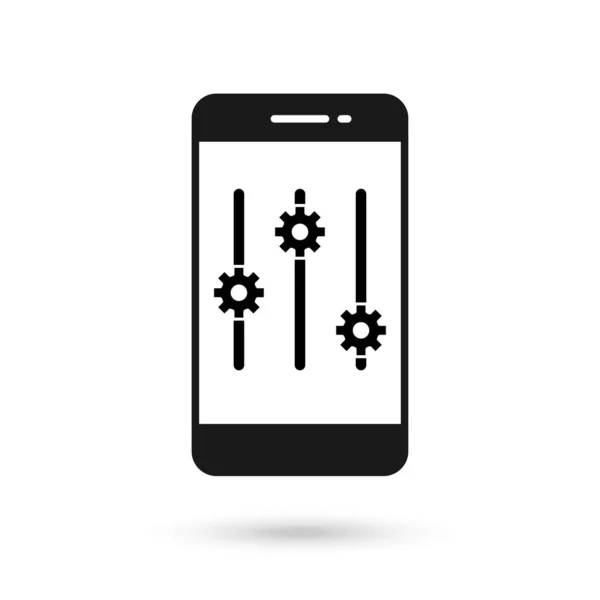 Mobiele Telefoon Plat Ontwerp Met Instelling Pictogram — Stockvector