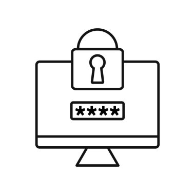 Veri güvenliği kavramı. Veri koruması ve güvenli çalışma, düz tasarım simgesi