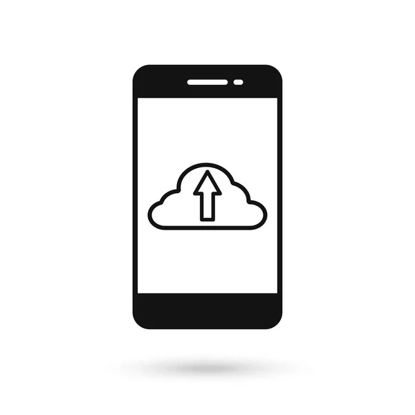 Telefon Komórkowy Płaski Projekt Ikona Przesłać Znak Chmury — Wektor stockowy