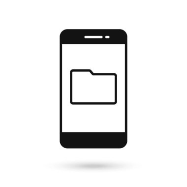 Dosya sembollü cep telefonu düz tasarım simgesi