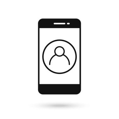 Kullanıcı avatar imzalı cep telefonu düz tasarımı.