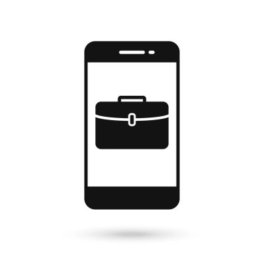 İş çantası simgesiyle cep telefonu düz tasarımı.