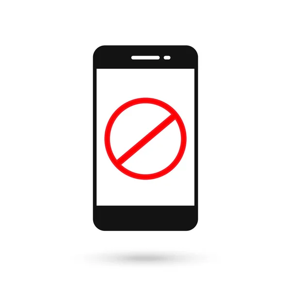Telefon Komórkowy Płaski Projekt Zakazanym Znakiem — Wektor stockowy