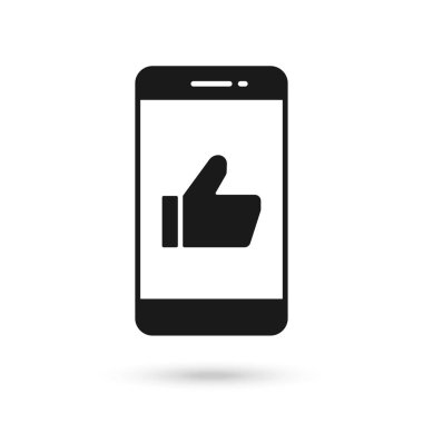Cep telefonu düz tasarımı başparmak işareti ile.