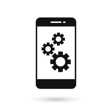 Dişli işaretli cep telefonu düz tasarımı.