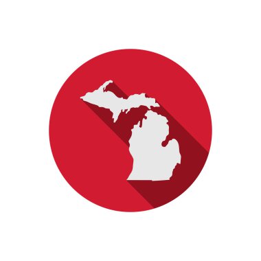 Michigan eyalet çember haritası uzun gölgeli