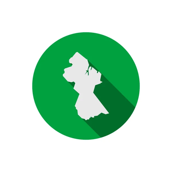 Mapa Guyana Círculo Verde Con Sombra Larga — Vector de stock