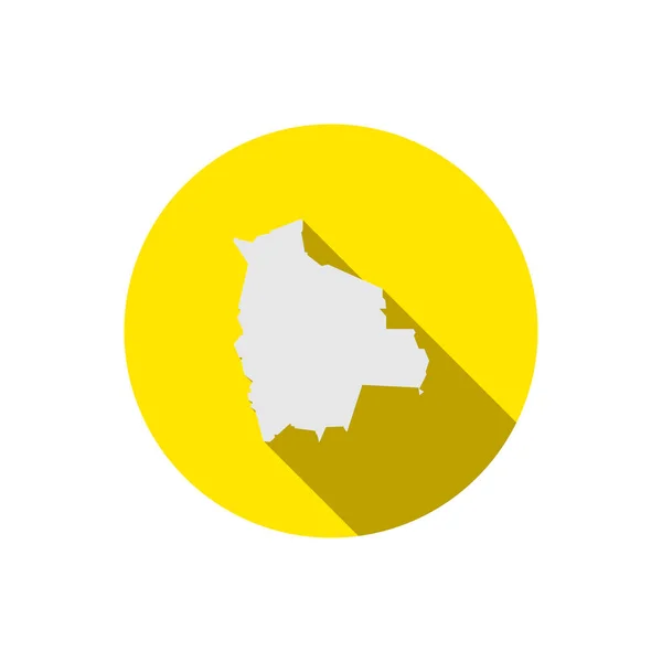 Mapa Bolivia Círculo Amarillo Con Sombra Larga — Vector de stock