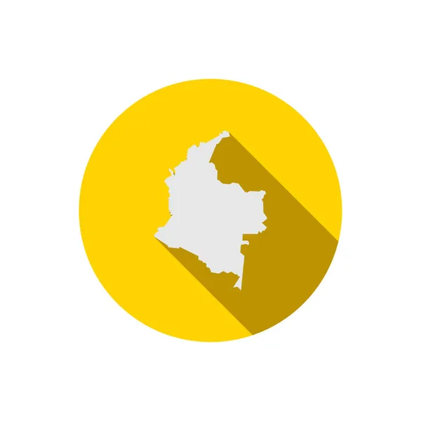 Colômbia Mapa Círculo Amarelo Com Sombra Longa —  Vetores de Stock